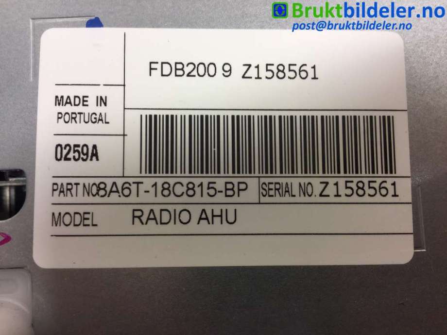 Bilstereo til Ford Fiesta 2008-2012 (Type VI, Fase 1) (FORD|8A6T18C815BP|)