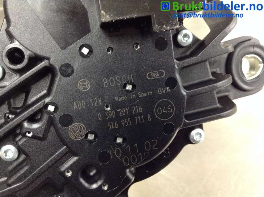 Viskermotor bakrute til VW Touran 2010-2015 (Type I, Fase 3) (VOLKSWAGEN|5K6 955 711 B|0 390 201 216|)