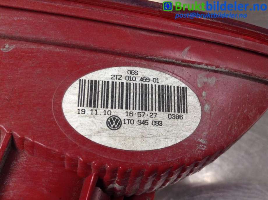 Baklykt venstre indre til VW Touran 2010-2015 (Type I, Fase 3) (VOLKSWAGEN|1T0 945 093|)
