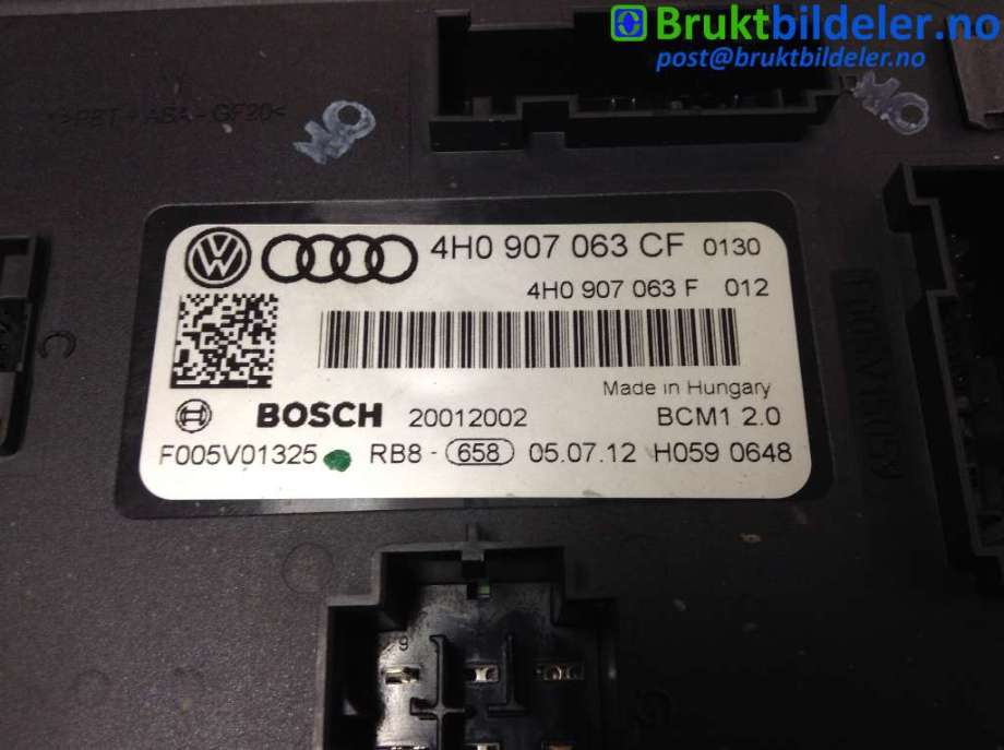Styreenhet comfort (BCM) til Audi A6 2011-2014 (Type IV, Fase 1) (C7) (C7) (AUDI|4H0 907 063 CF|F 005 V01 325|)