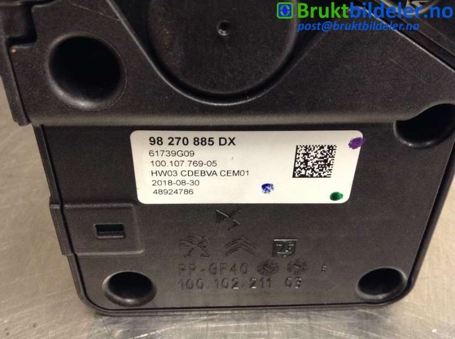 Girstang/girvelger automat til Peugeot 5008 2017-->> (Type II)  (PEUGEOT|98270885DX|61739G09|)