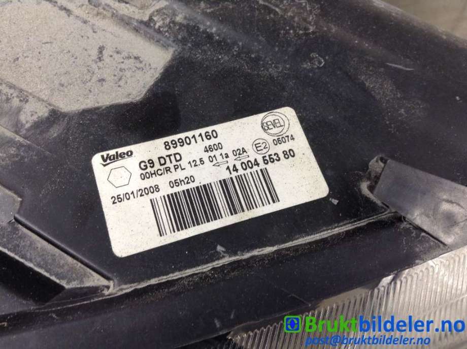 Frontlykt høyre halogen til Citroën Jumpy 2007-2016 (Type II)  (CITROEN|1400455380|89901160|)