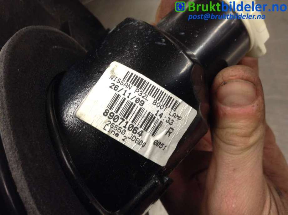 Baklykt høyre indre til Nissan Qashqai 2007-2010 (Type I, Fase 1) (NISSAN|26550JD800|89071064|)