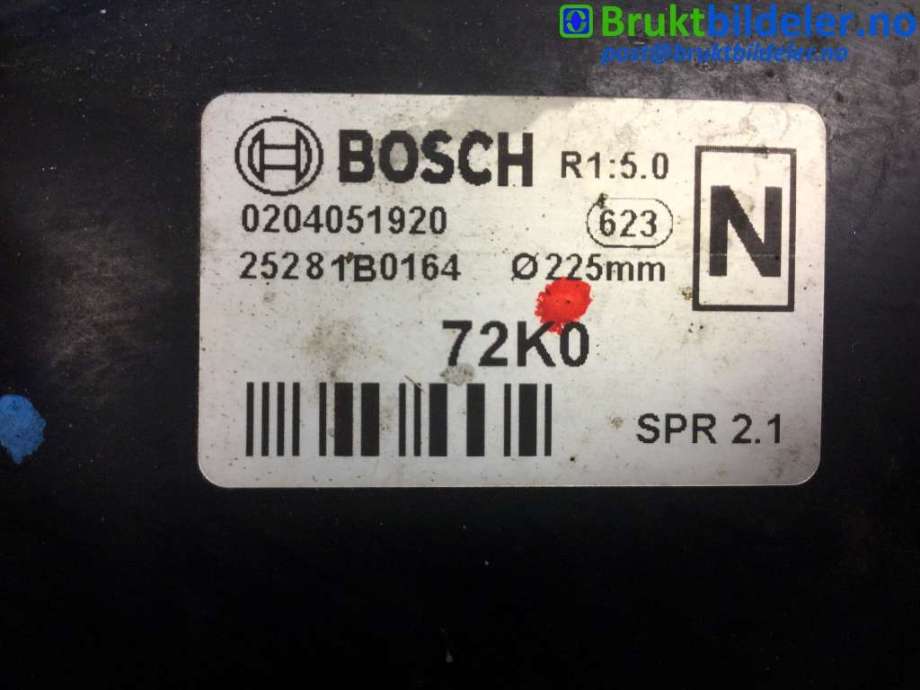 Bremsekraft-forsterker til Opel Agila 2008-2013 (OPEL|25281B0164|0204051920|)