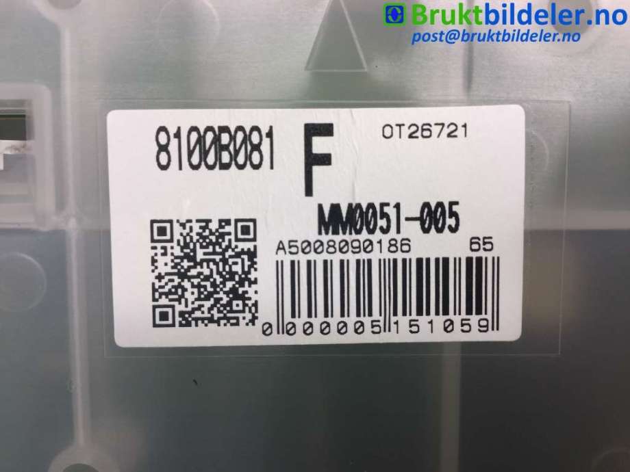 Instrumentpanel til Mitsubishi Colt 2009-2013 (Type VII, Fase 2) (MITSUBISHI|8100B081F|MM0051-005|)
