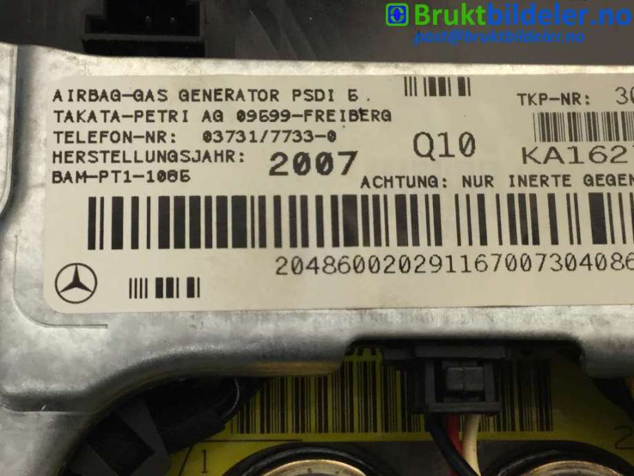 Airbag rattpute til Mercedes C-Klasse 2007-2011 (Fase 1) (W204) (W204) (MERCEDES|204 860 02 02|)
