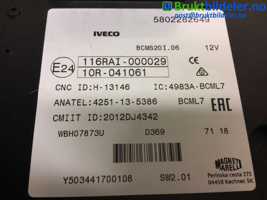 Sikringsboks til Iveco Daily 2014-->> (Type VI) (IVECO|5802282649|)