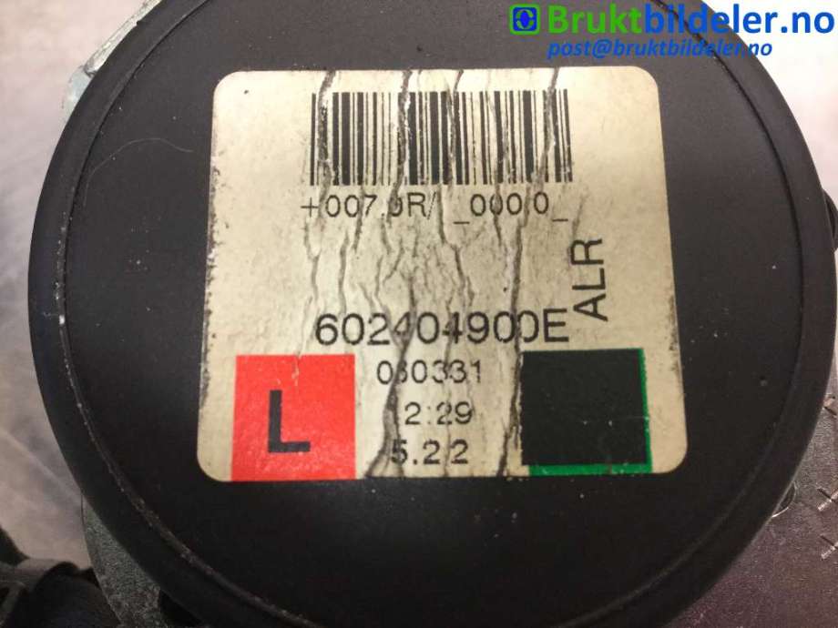 Sikkerhetsbelte bak venstre til Land Rover Discovery 2005-2009 (Type III) (LAND-ROVER|8H22F611B69AAW|602404900E|)