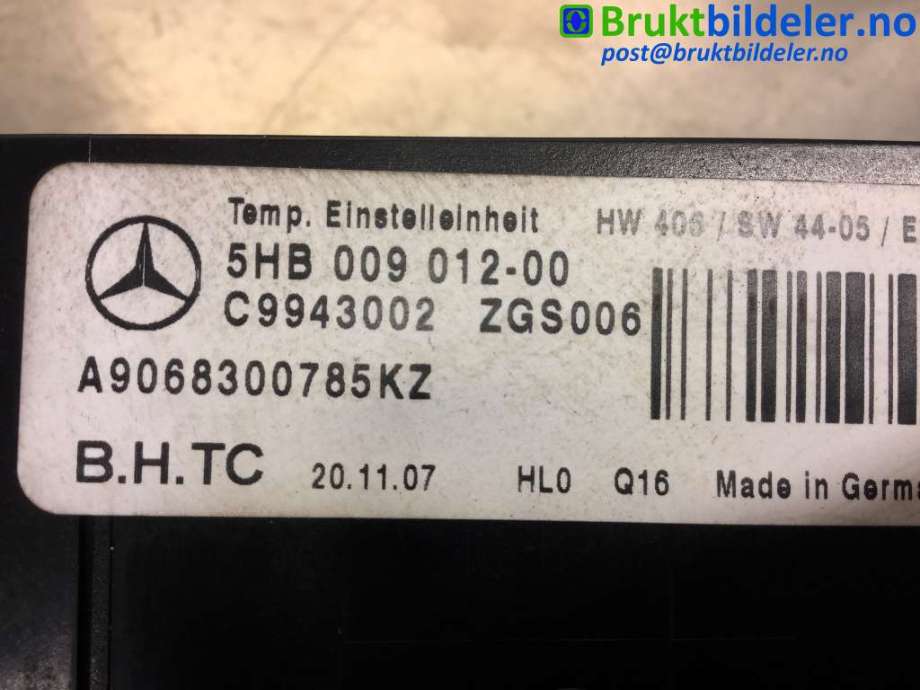 Varmeapparat betjening til Mercedes Sprinter 2006-2013 (Fase 1) (906) (906) (MERCEDES|A 906 830 07 85|5HB 009012-00|)