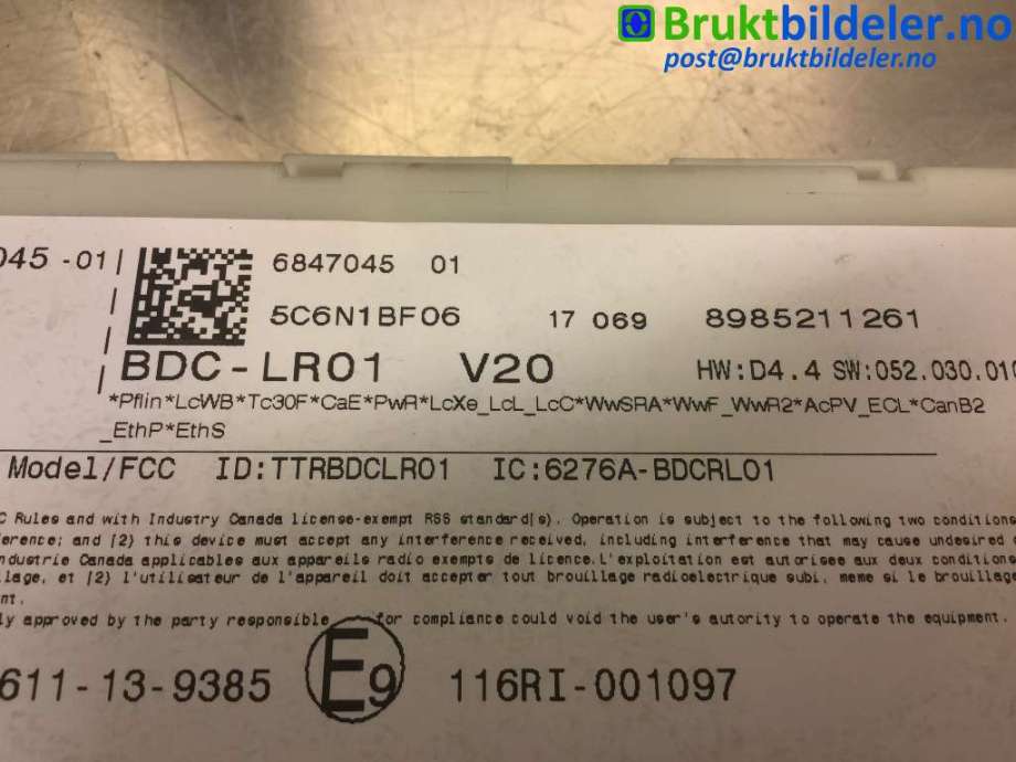 Styreenhet comfort (BCM) til BMW i3 2013-2022  (BMW|61 35 6 847 045-01|8985211261|)