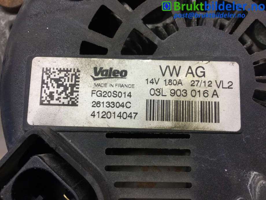 Dynamo til Audi A6 2011-2014 (Type IV, Fase 1) (C7) (C7) (AUDI|03L 903 016 A|2613304C|FG20S014)