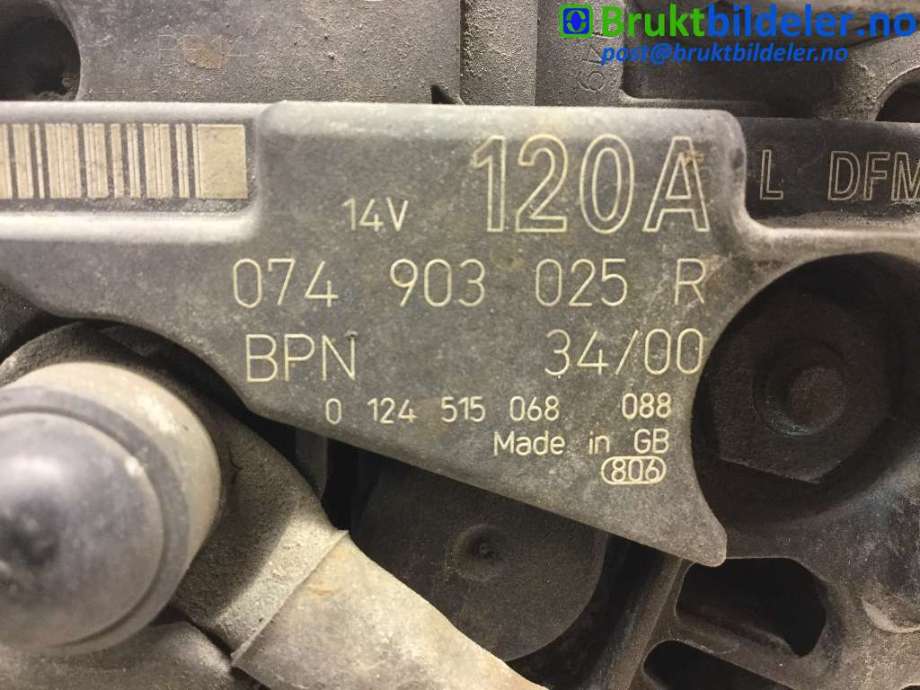 Dynamo til VW LT 1996-2006 (Type II) (MB) (MB) (VOLKSWAGEN|074903025R|0124515068|)