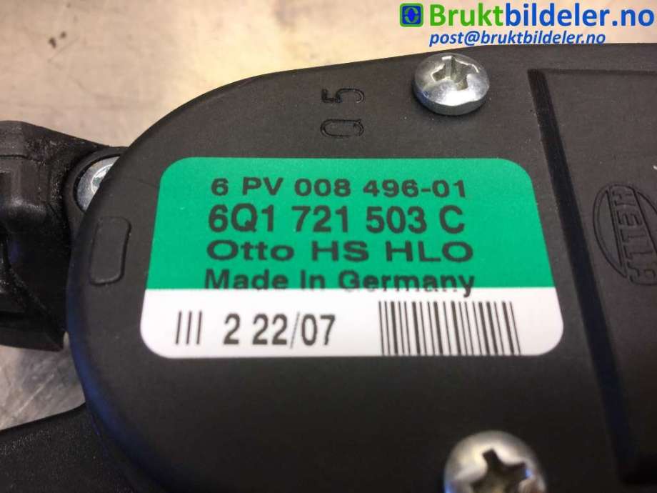 Pedal gass til VW Polo 2005-2009 (Type IV, Fase 2)  (VOLKSWAGEN|6Q1 721 503 C|PV 008 496-01|)