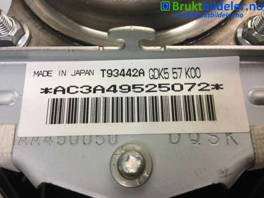 Airbag rattpute til Mazda 6 2010-2013 (Type II, Fase 2)  (MAZDA|GDK557K00|)