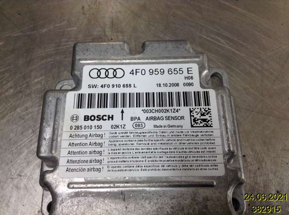 Airbag elektronikk til Audi A6 2008-2011 (Type III, Fase 2) (C6) (C6) (AUDI|4F0 959 655 E|0 285 010 150|)
