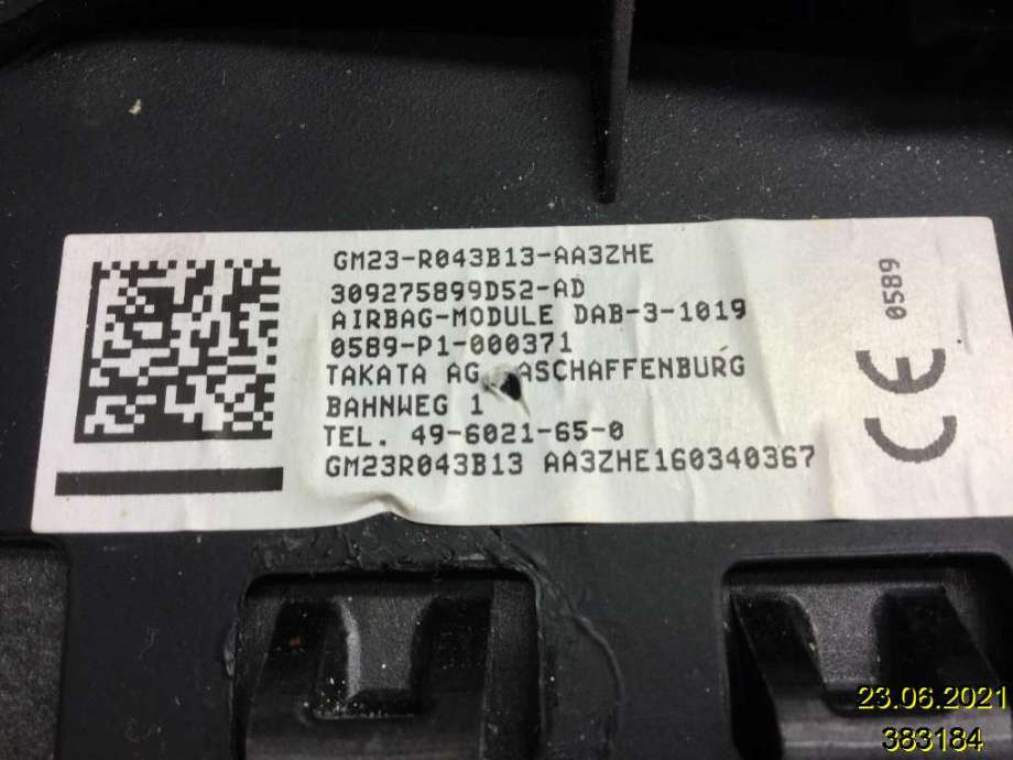 Airbag rattpute til Ford Galaxy 2015-2022 (Type IV)  (FORD|GM23R043B13AAZHE|309275899D52AD|)