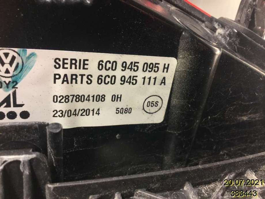 Baklykt venstre til VW Polo 2014-2017 (Type V, Fase 2)  (VOLKSWAGEN|6R0 945 257 A|0287804108 OH|6CO 945 095 H)