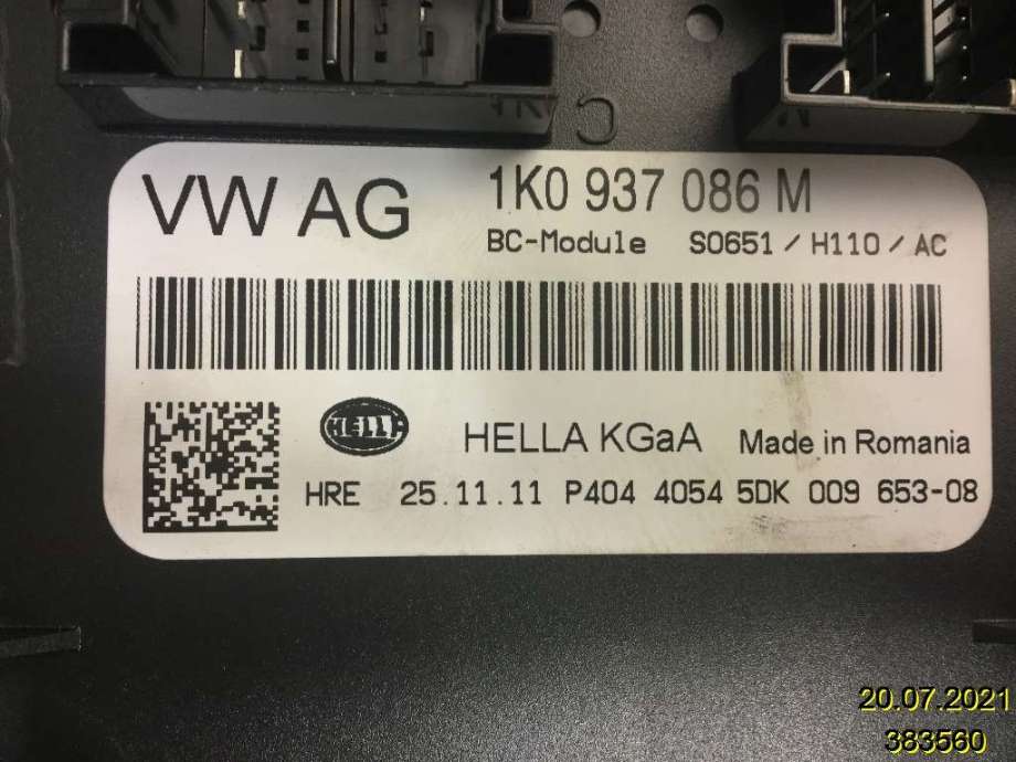 Styreenhet comfort (BCM) til Škoda Yeti 2009-2013 (Fase 1)  (SKODA|1K0 937 086 M|5DK 009 653-08|)