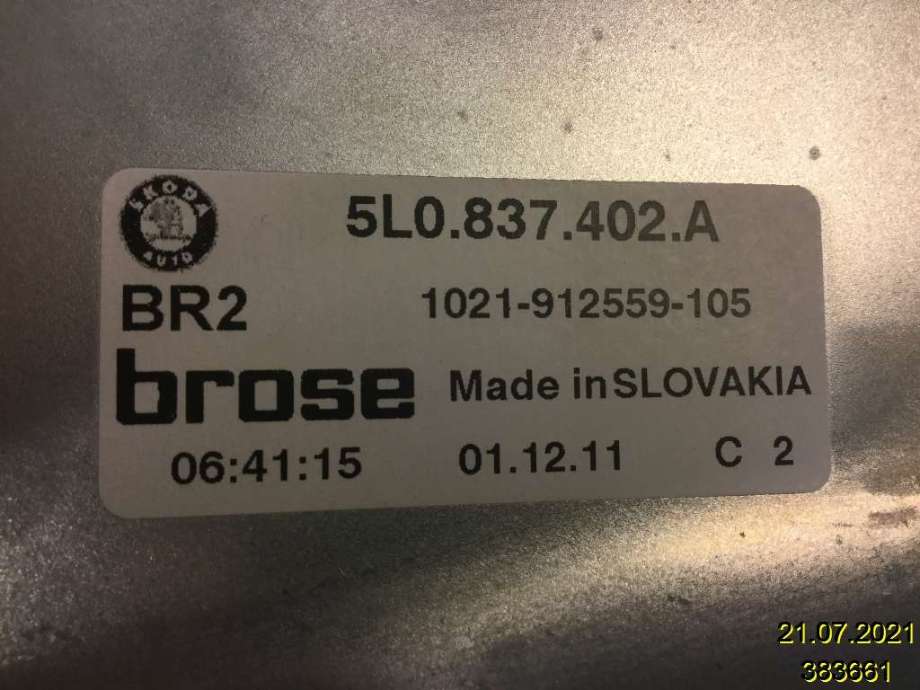 Ruteheis til Škoda Yeti 2009-2013 (Fase 1)  (SKODA|5L0 837 402 A|)