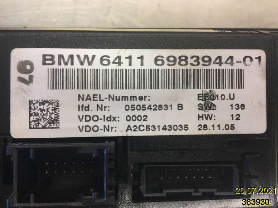 Varmeapparat betjening til BMW 3-Serie 2005-2011 (E90/E91/E92/E93) (E90/E91/E92/E93) (BMW|64 11 6 983 944-01|)