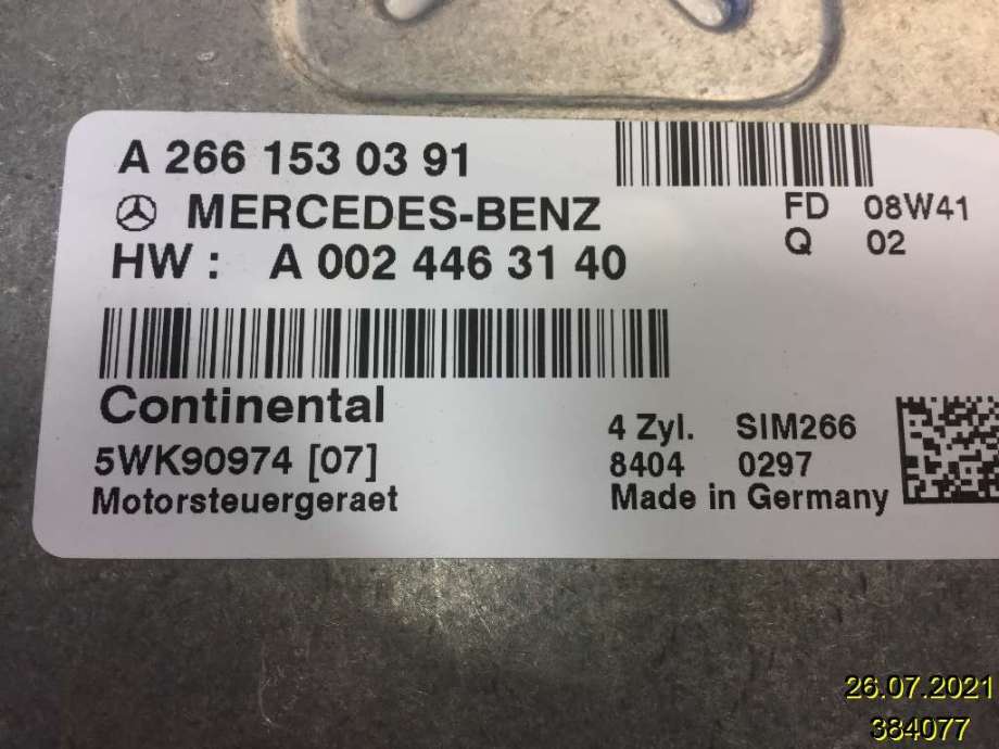 Styreenhet motor til Mercedes B-Klasse 2008-2011 (Fase 2) (W245) (W245) (MERCEDES|A 266 153 03 91|5WK90974|)