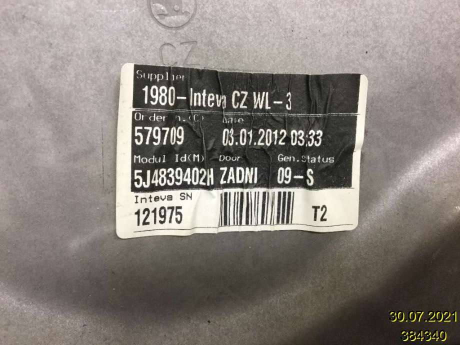 Ruteheis til Škoda Fabia 2010-2014 (Type II, Fase 2)  (SKODA|5J4 839 402 H|)