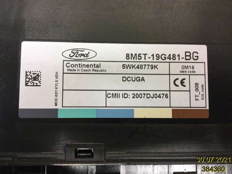 Styreenhet comfort (BCM) til Ford Kuga 2008-2012 (Type I)  (FORD|8M5T-19G841-BG|5WK48779K|)