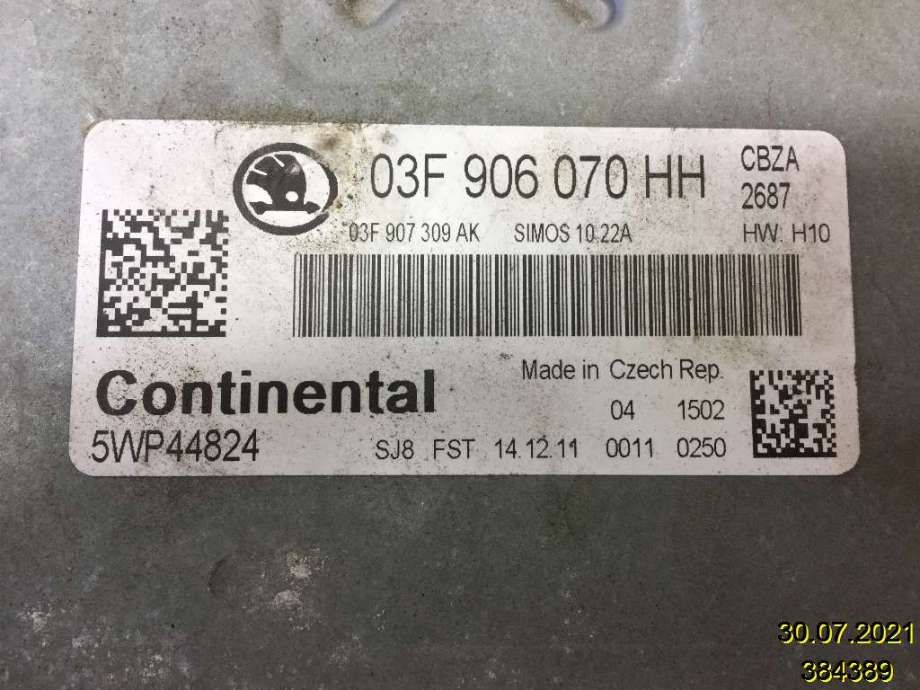 Styreenhet motor til Škoda Fabia 2010-2014 (Type II, Fase 2)  (SKODA|03F 906 070 HH|5W944824|)