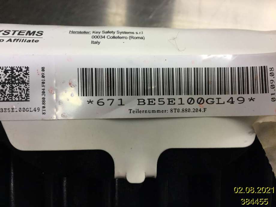 Airbag passasjer til Audi A4 2007-2014 (Type IV) (B8) (B8) (AUDI|8T0 880 204 F|1007897/16|)