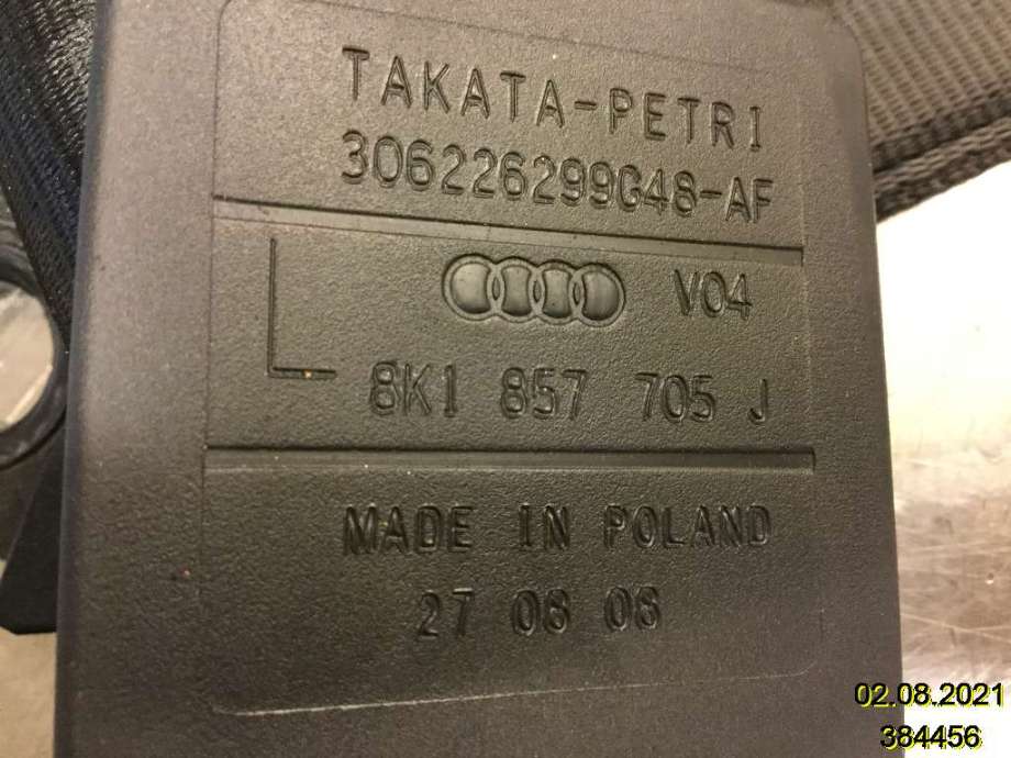 Sikkerhetsbelte foran venstre til Audi A4 2007-2014 (Type IV) (B8) (B8) (AUDI|8K1 857 705 J|306226299G48-AF|)