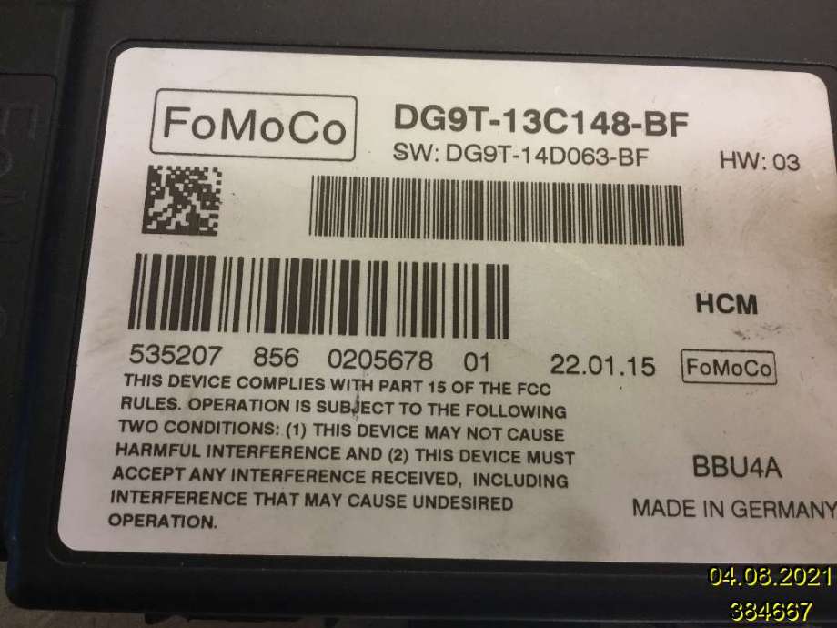 Styreenhet diverse til Ford Mondeo 2014-2019 (Type V, Fase 1)  (FORD|DG9T-13C148-BF||DG9T-14D063-BF)