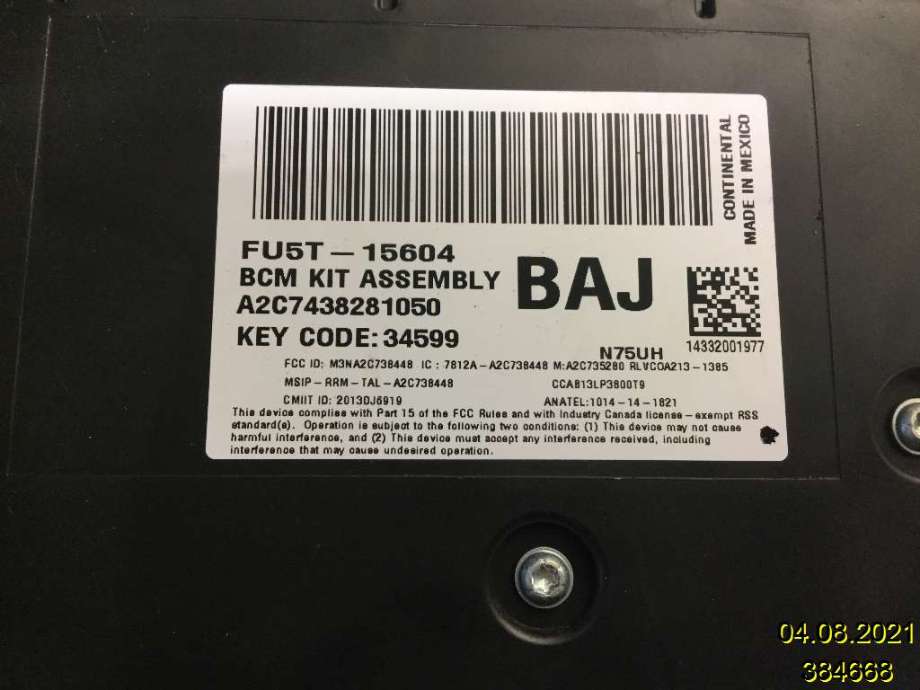 Sikringsboks til Ford Mondeo 2014-2019 (Type V, Fase 1)  (FORD|FU5T-15604-BAJ||DG9T-14B476- B/C/D/E)