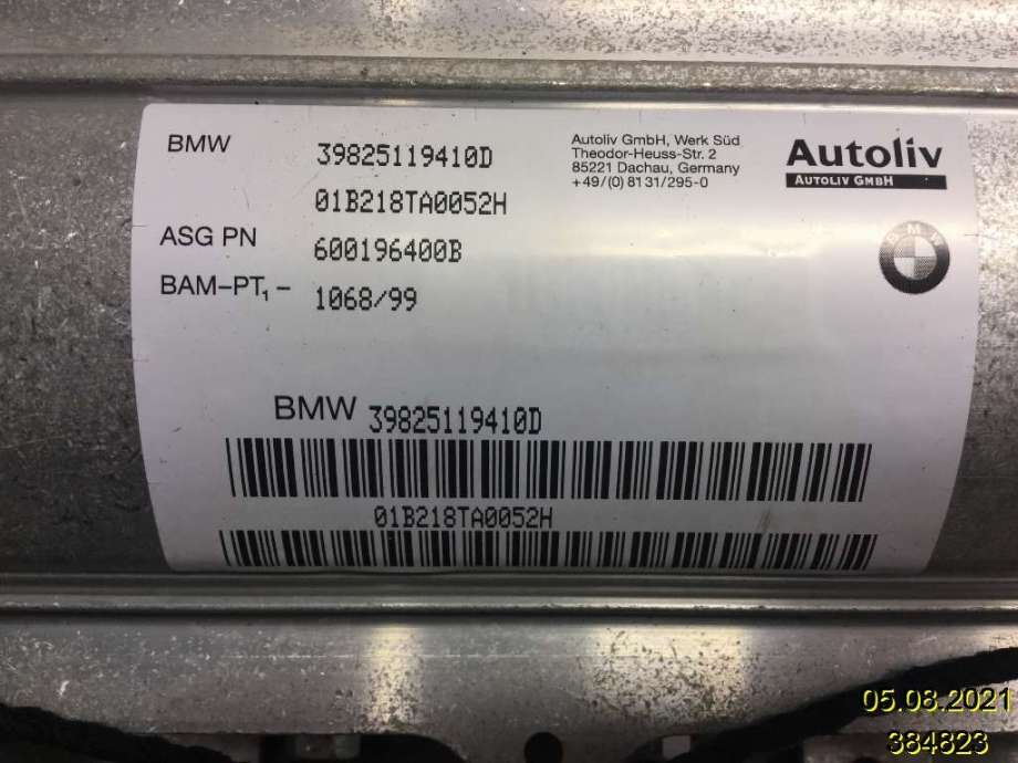 Airbag passasjer til BMW 7-Serie 2000-2008 (E65/E66/E67/E88) (E65/E66/E67/E88) (BMW|39825119410B|01B218TA0052H|)
