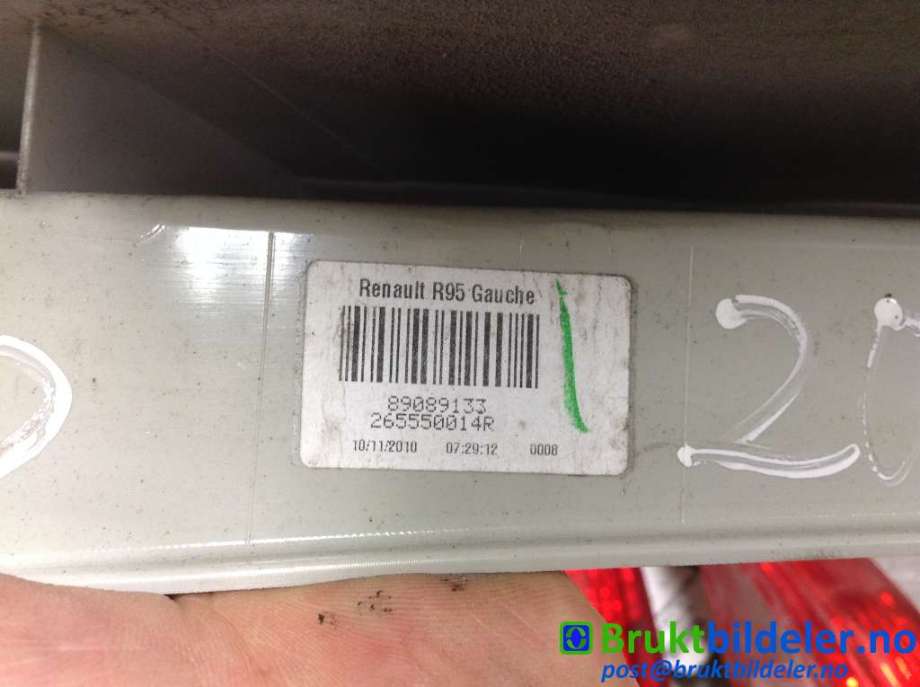 Baklykt venstre til Renault Scenic 2009-2016 (Type III)  (RENAULT|265550014R|89089133|)