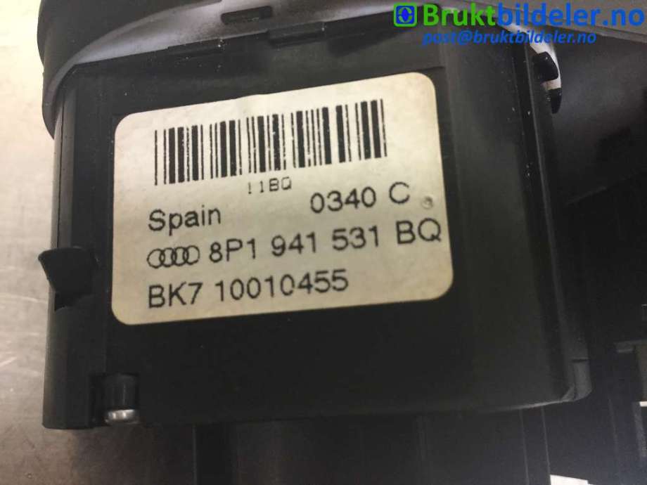 Bryter lys til Audi A3 2009-2012 (Type II, Fase 2)  (AUDI|8P1 941 531 BQ|)