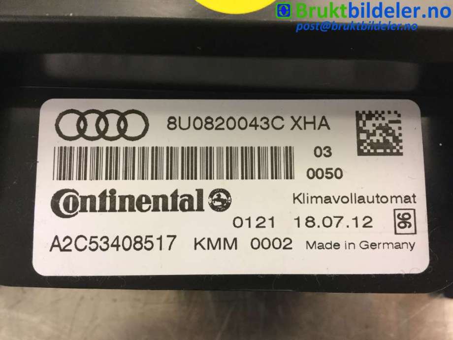 Varmeapparat betjening til Audi Q3 2011-2014 (Type I, Fase 1)  (AUDI|8U0 820 043 C|A2C53408517|)