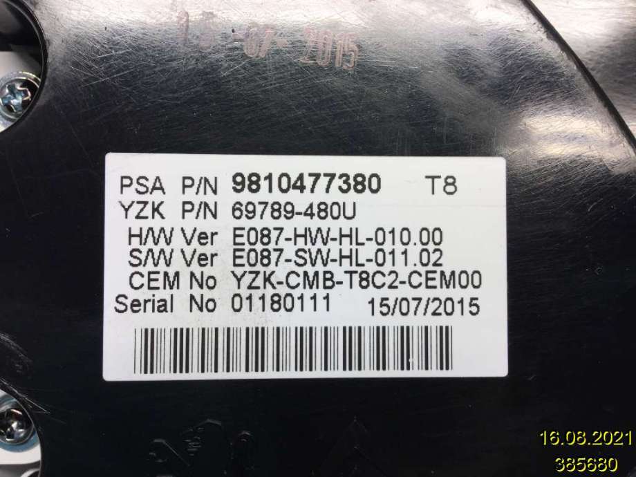 Instrumentpanel til Peugeot 3008 2009-2016 (Type I)  (PEUGEOT|9810477380|)