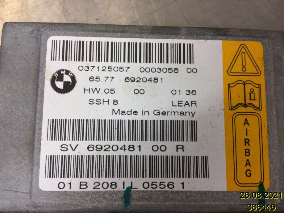 Airbag elektronikk til BMW 7-Serie 2000-2008 (E65/E66/E67/E88) (E65/E66/E67/E88) (BMW|65.77-6920481|037125057|)