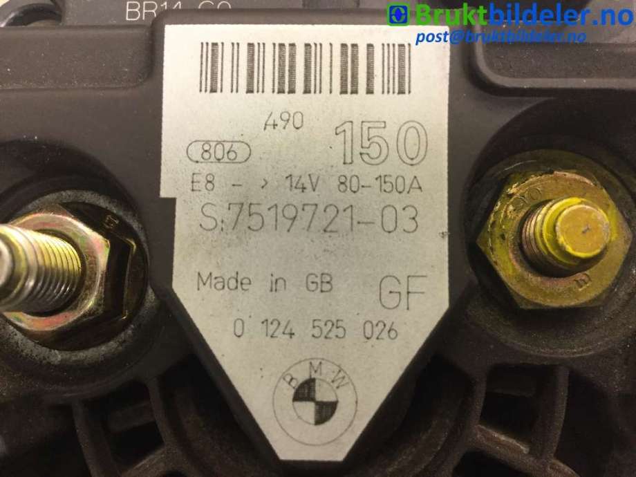 Dynamo til BMW X3 2003-2006 (Fase 1) (E83) (E83) (BMW|7 519 721|0 124 525 026|)
