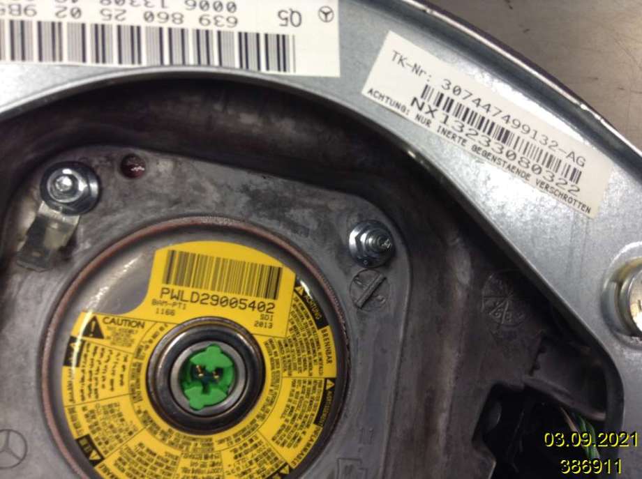 Airbag rattpute til Mercedes Vito/Viano 2010-2014 (Fase 2) (W639) (W639) (MERCEDES|A 639 860 25 02|PWLD29005402|)