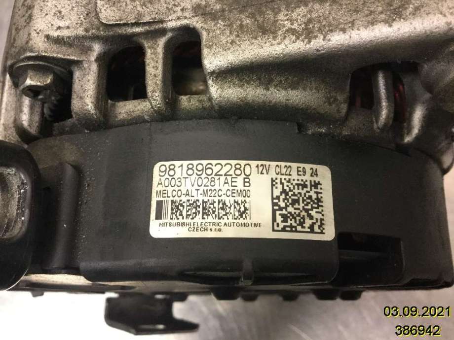 Dynamo til Peugeot Partner 2019-->> (Type III)  (PEUGEOT|98 189 622 80|A003TV0281AE|)