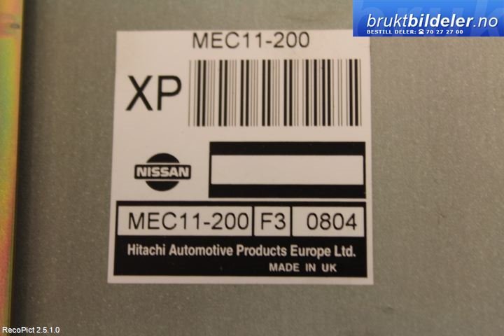 Styreenhet motor til Nissan Almera 2000-2003 (Fase 1) (N16) (N16) (NISSAN|MEC11-200 F3 0804|)