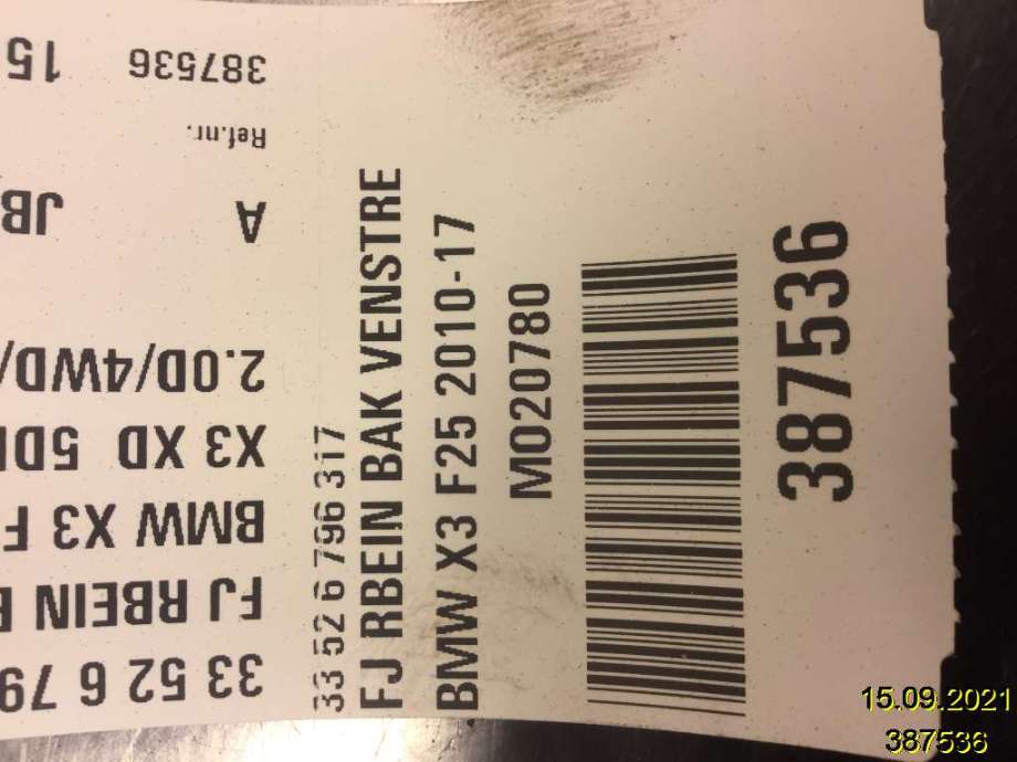 Fjærbein venstre bak til BMW X3, 2010-2017 (F25) (F25) (BMW|33 52 6 796 317)