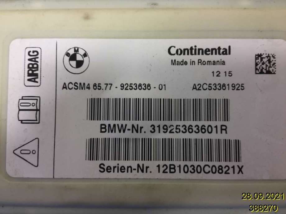 Airbag elektronikk til BMW X3 2010-2017 (F25) (F25) (BMW|65 77 9 461 915|A2C53361925|65.77-9253636-01)