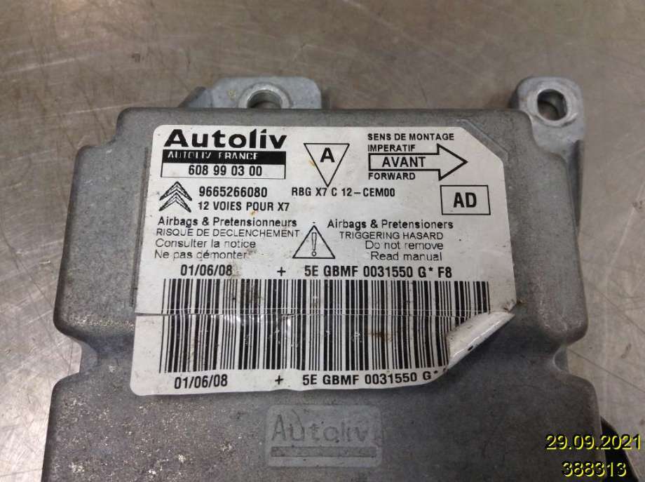 Airbag elektronikk til Citroën C5 2008-2017 (Type II) (CITROEN|9665266080|608990300|)