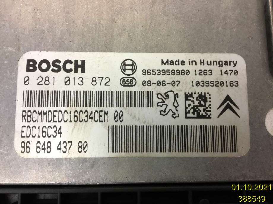 Styreenhet motor til Citroën C5 2008-2017 (Type II)  (CITROEN|96 648 437 80|0 281 013 872|9653958980)