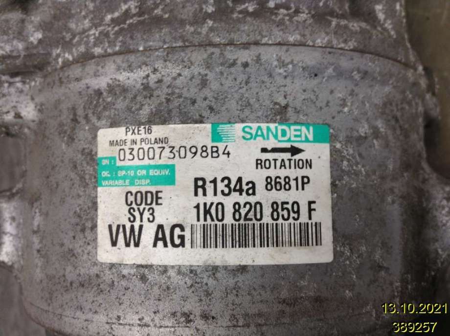 Aircondition kompressor til VW Touran 2007-2010 (Type I, Fase 2) (VOLKSWAGEN|1K0 820 859 F|030073098B4|)