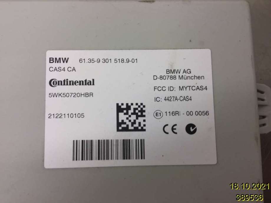 Styreenhet diverse til BMW 5-Serie 2010-2017 (F10/F11) (F10/F11) (BMW|61 35 6 809 372|5WK50720HBR|61.35-9 301 518.9-01)