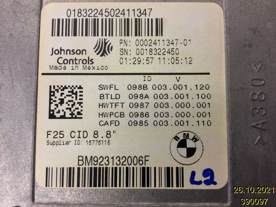 Instrument kjørecomputer til BMW X3 2010-2017 (F25) (F25) (BMW|BM923132006F|0002411347-01|0183224502411347)