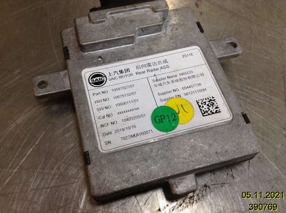 Sensor radar til MG ZS EV 2019-2021 (Type I, Fase 1)  (10597027/01|654457738|10675132/01)